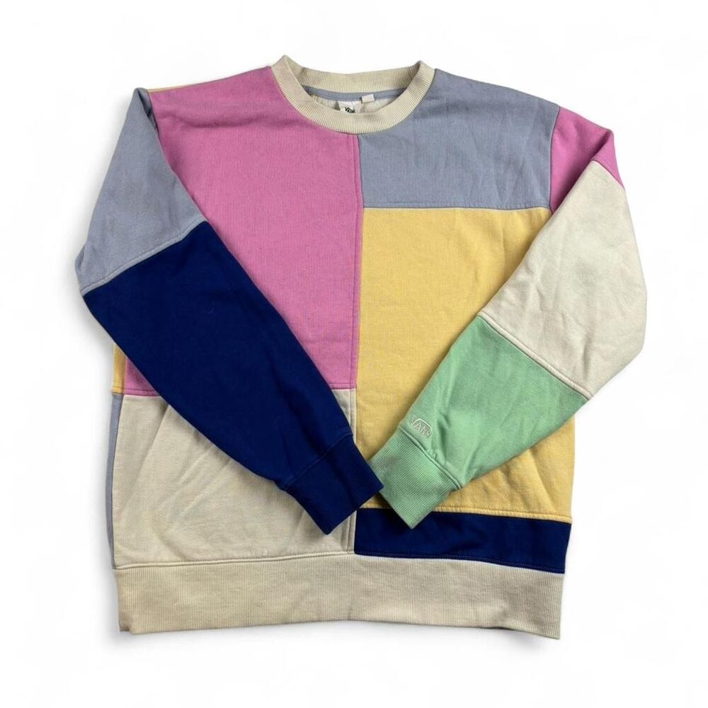 Vans Women’s S Colorblock Sweatshirt Pastel Crewneck Skater Stained